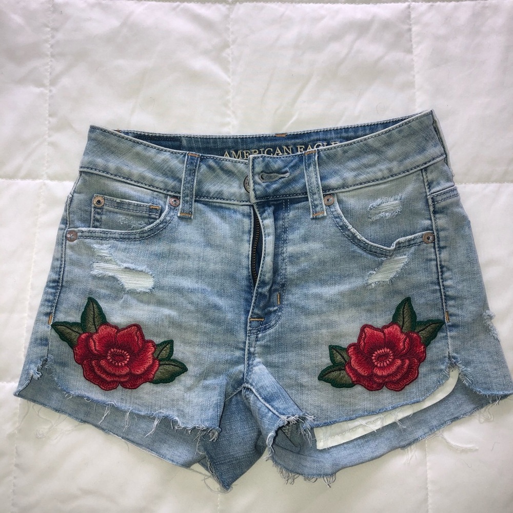 American Eagle Floral Denim Shorts